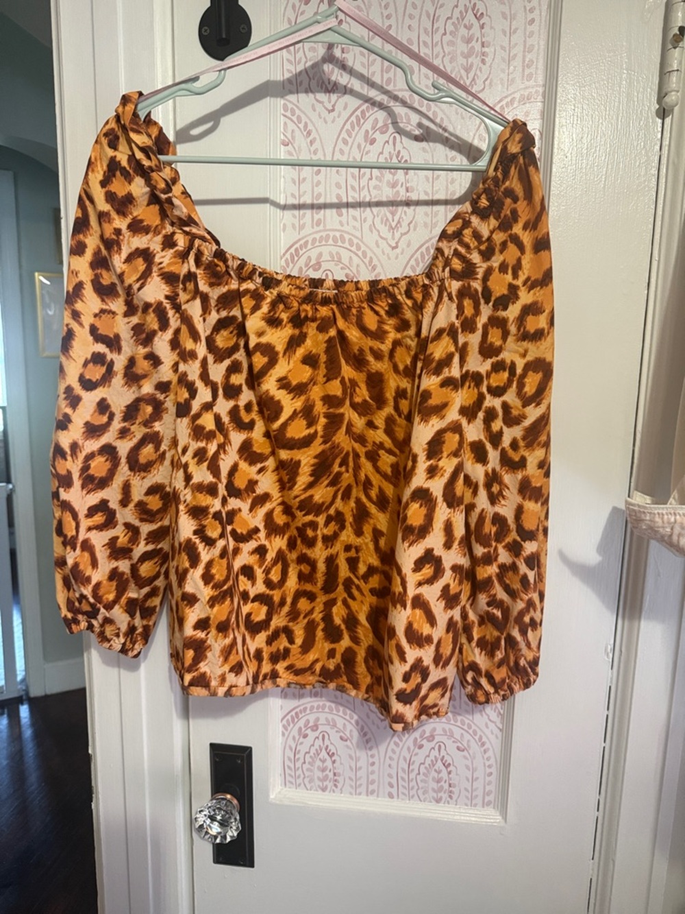 kate spade Leopard Print Off-Shoulder Blouse in Brown and Tan